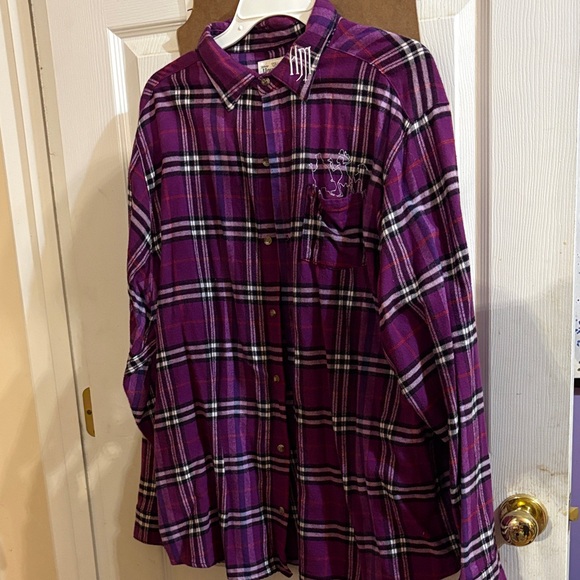 cakeworthy Tops - Cakeworthy! Disney Haunted Mansion Purple Checkered Shirt